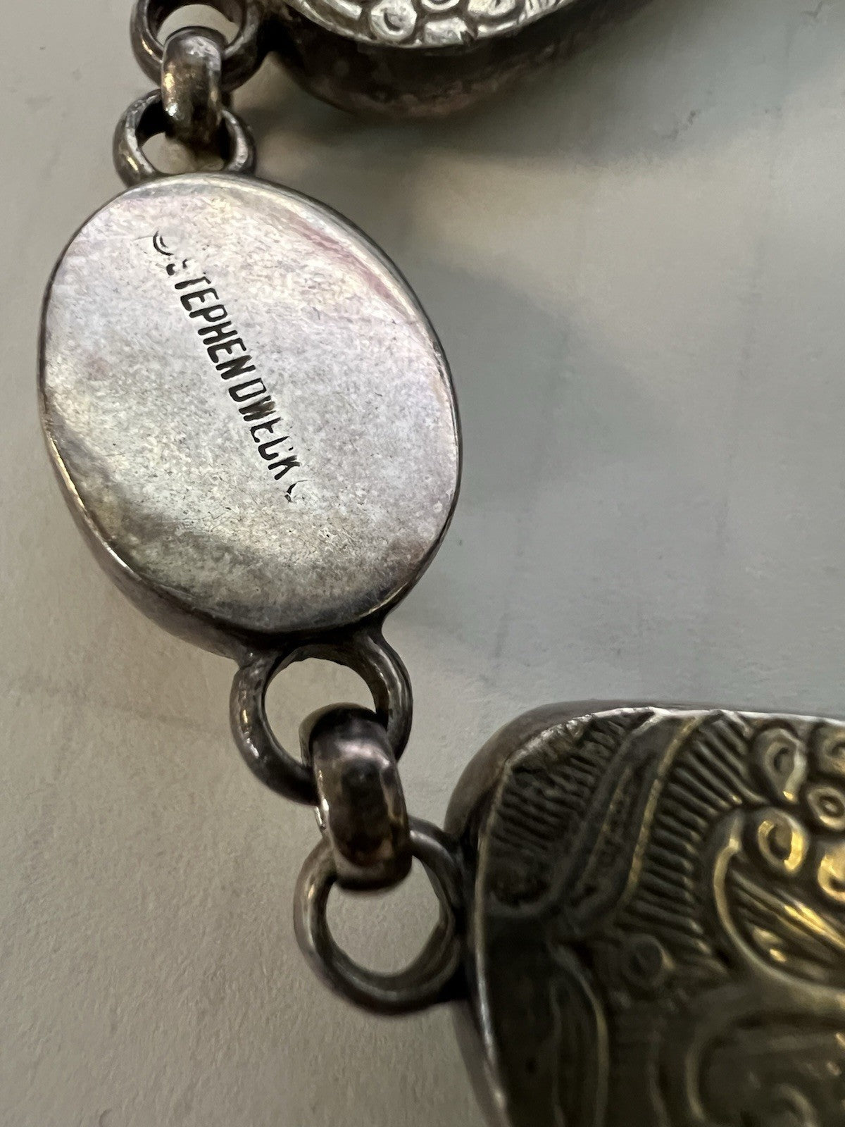 Stephen Dweck Retired Green Turquouse Citrine .925 Sterling Toggle Bracelet 6.5"