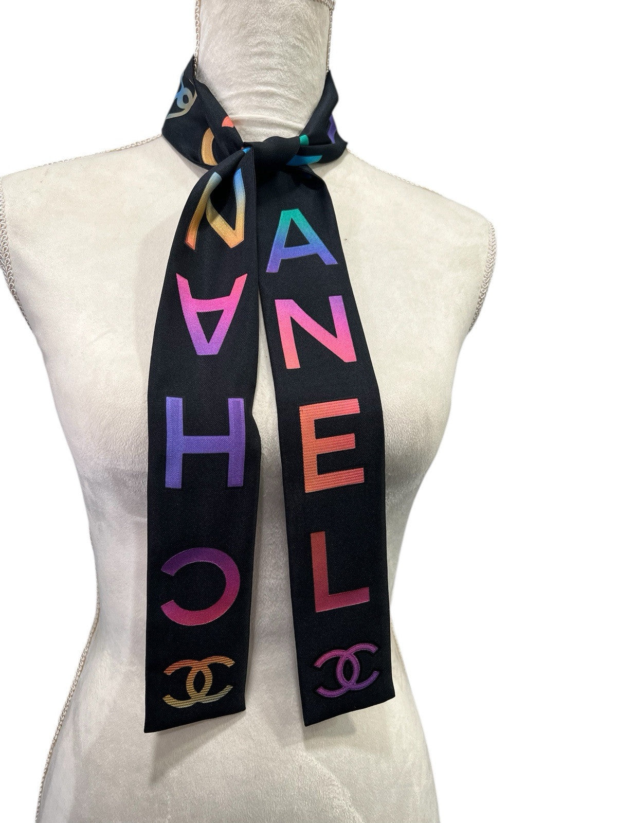 Chanel Silk Chanel Cambon 31 Reversible Bandeau Scarf RARE Color AUTHENTIC