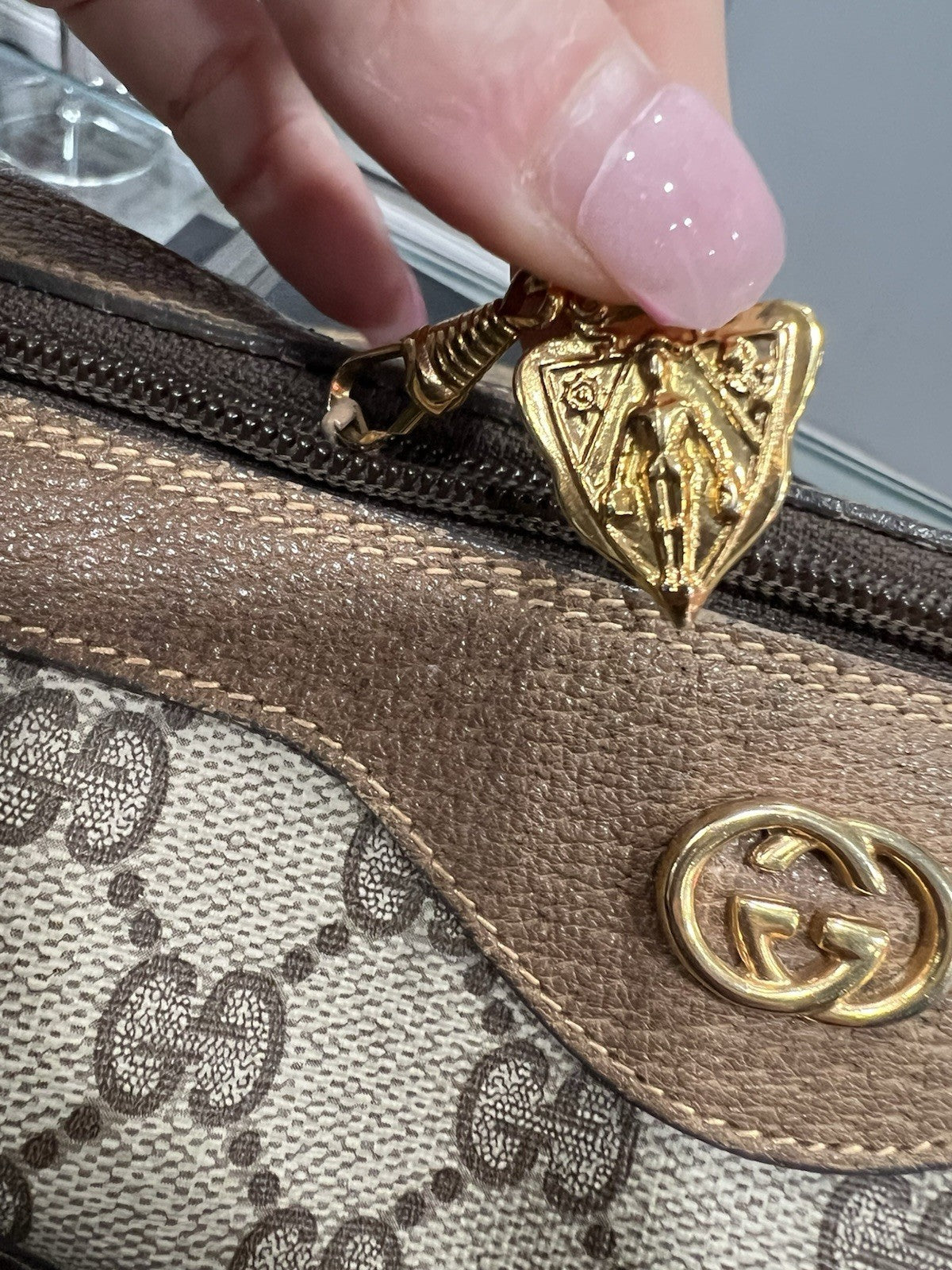 Gucci Vintage GG Supreme Dr Bag With Gold Plated Hardware