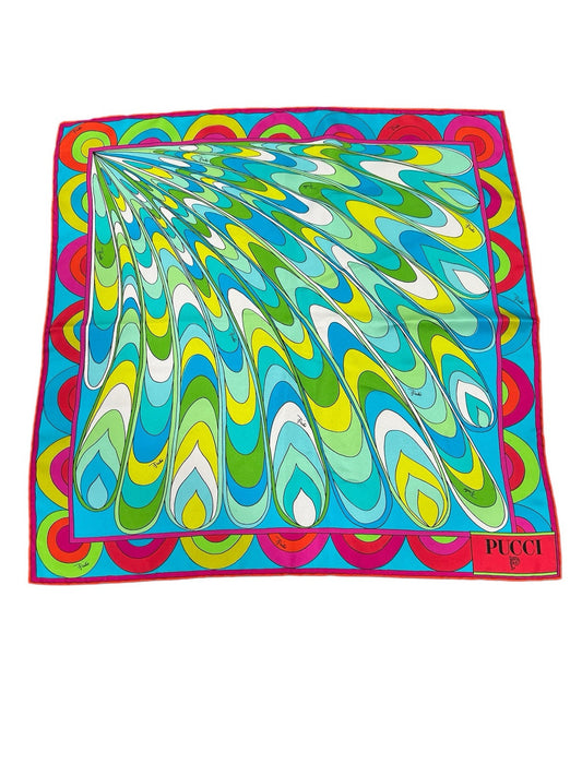 Emilio Pucci Silk Blue Onde Scarf 50cm