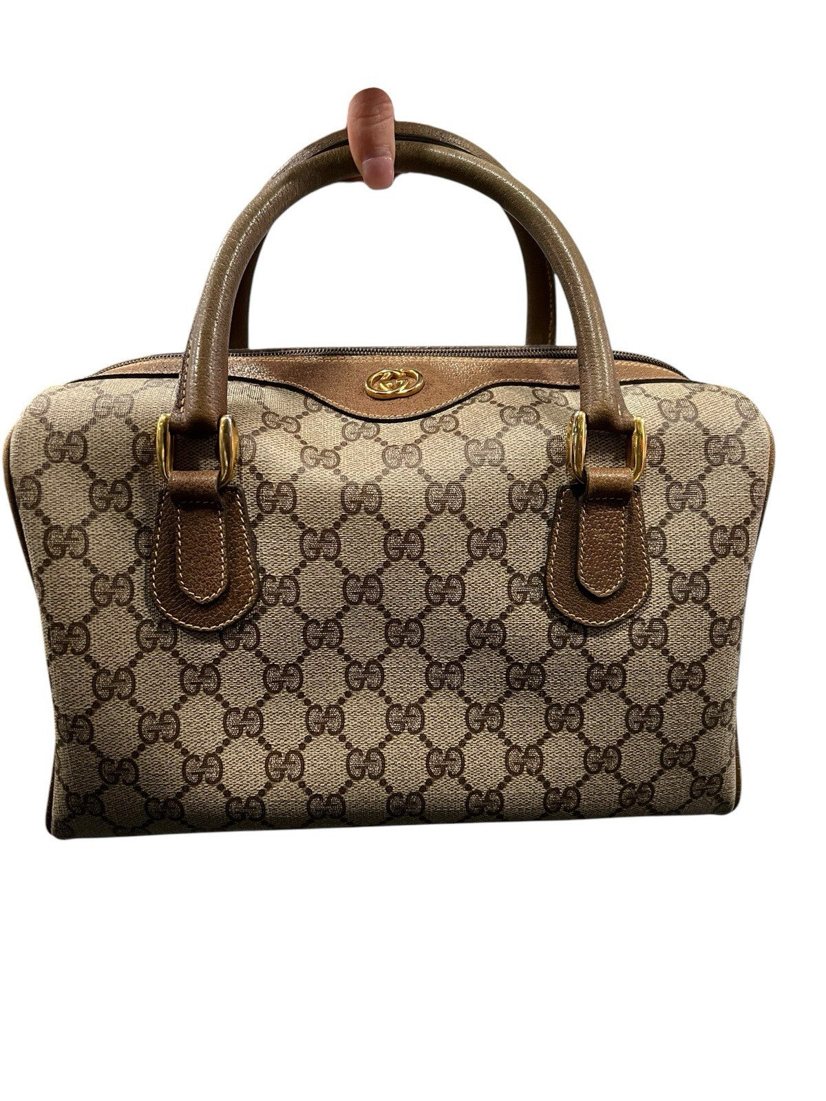 Gucci Vintage GG Supreme Dr Bag With Gold Plated Hardware