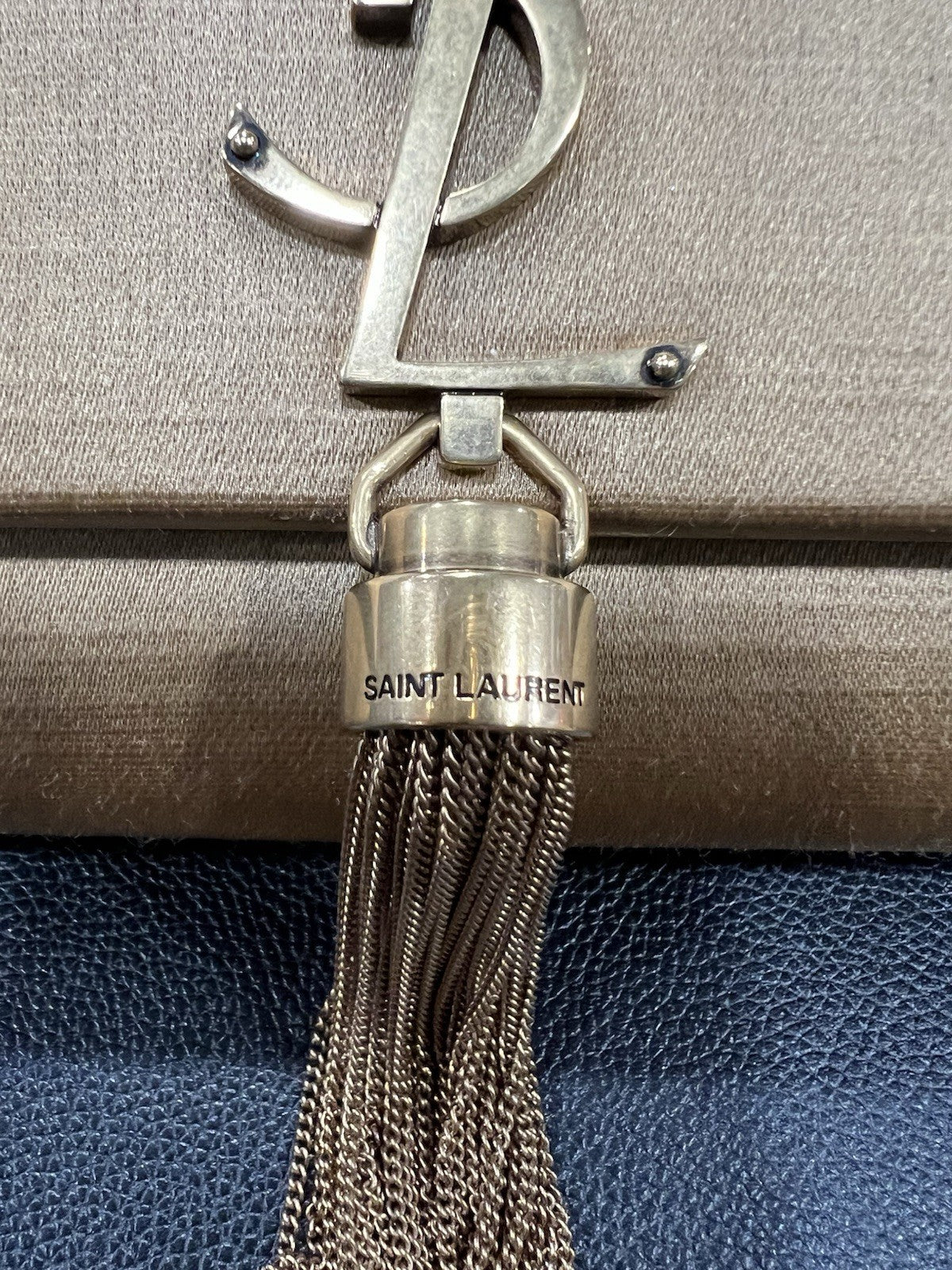 YSL Saint Laurent Kate Small Tassel Satin Crossbody Sahara Beige