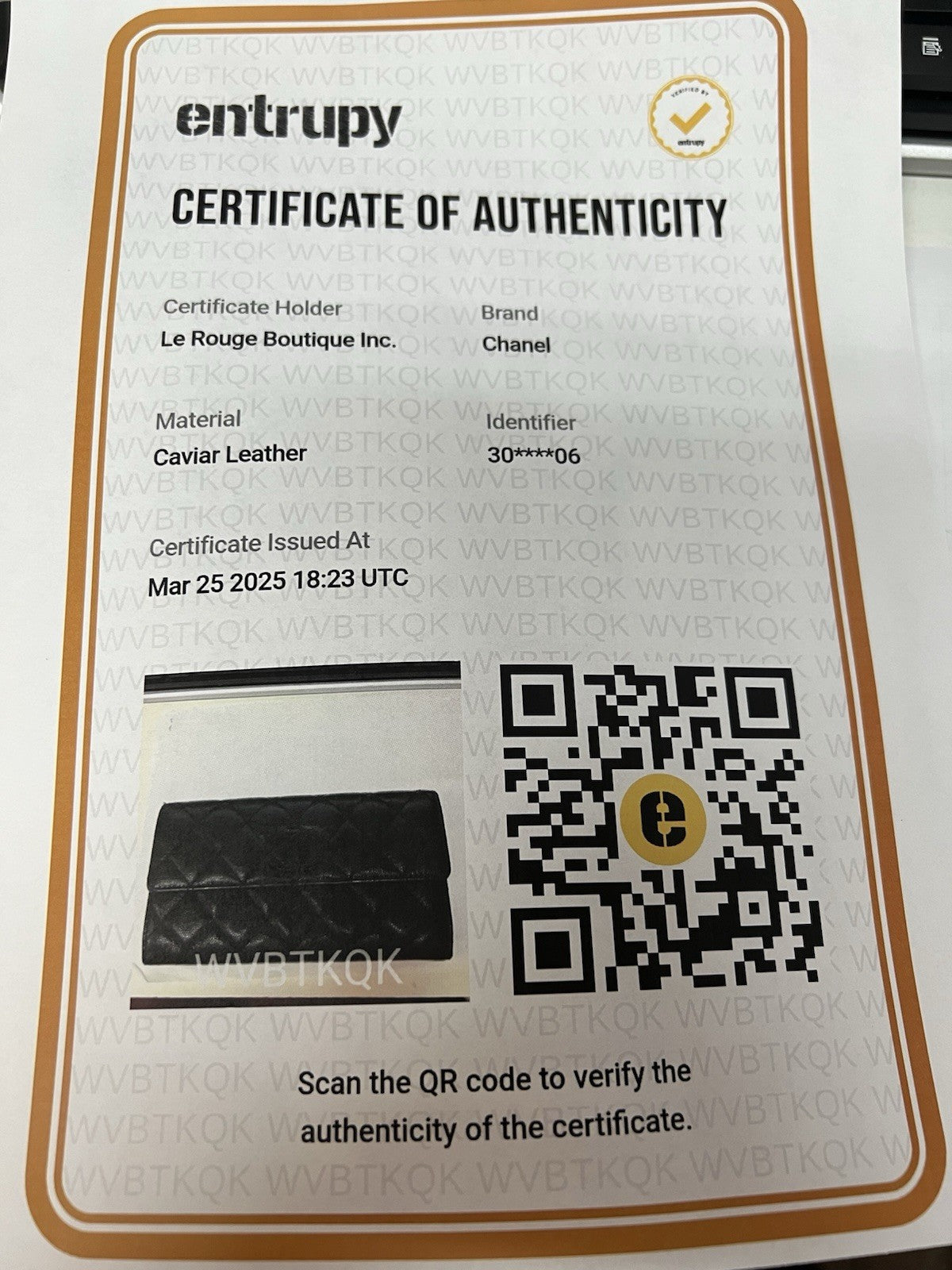 Chanel Caviar Long Quilted Wallet With Certificate Of Authenticity