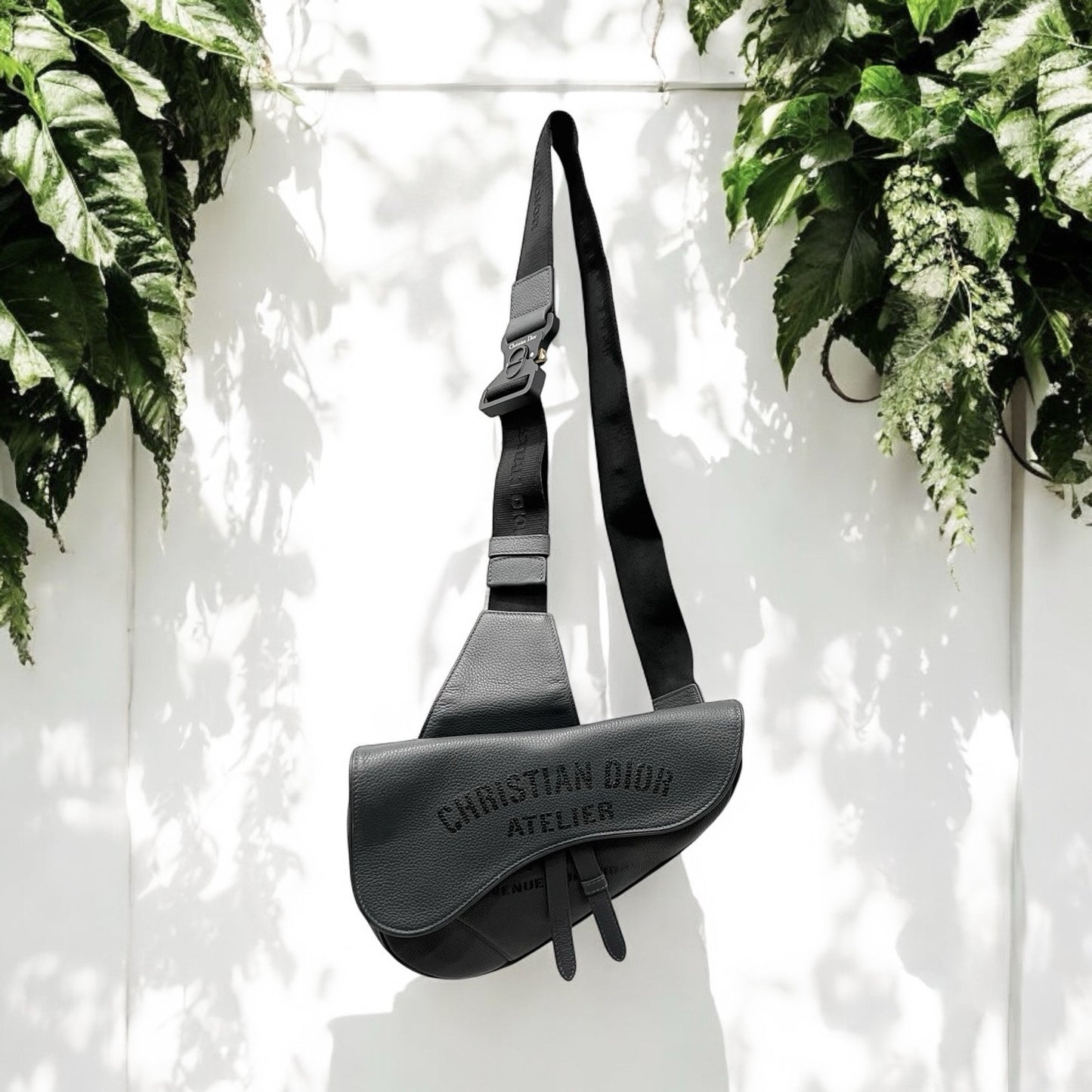 Christian Dior Men's Dark Grey/Black Atelier Saddle Bag Retail $3500