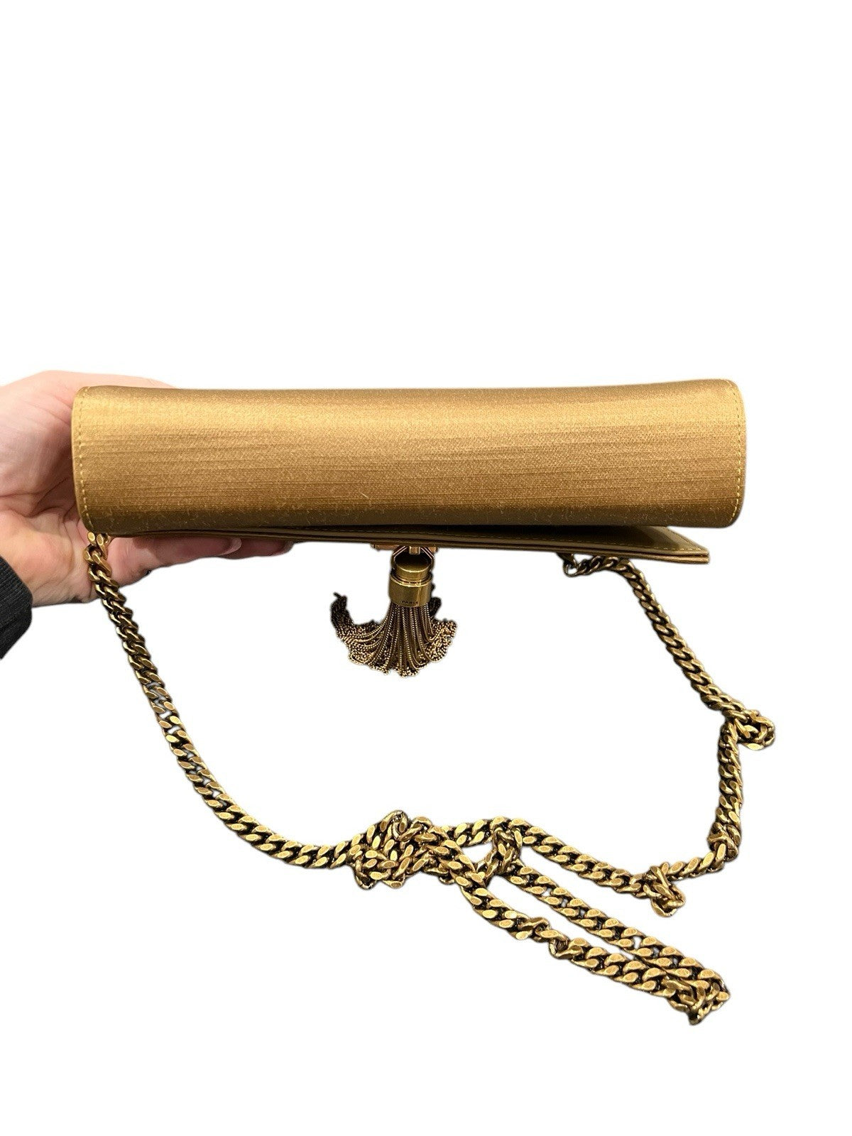 YSL Saint Laurent Kate Small Tassel Satin Crossbody Sahara Beige