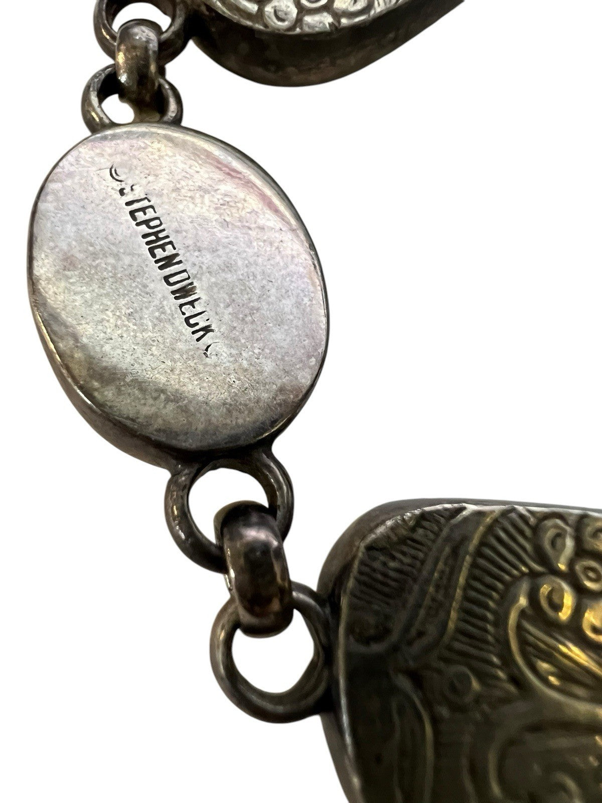 Stephen Dweck Retired Green Turquouse Citrine .925 Sterling Toggle Bracelet 6.5"