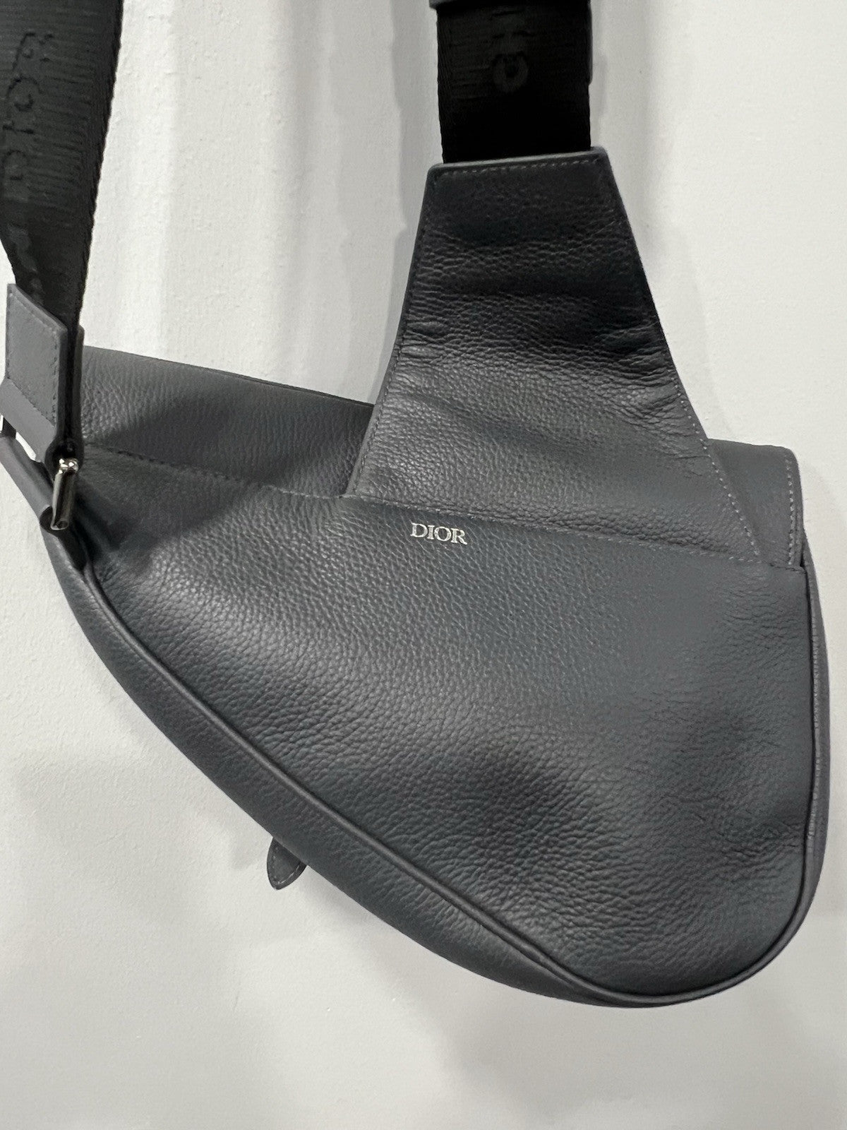 Christian Dior Men's Dark Grey/Black Atelier Saddle Bag Retail $3500