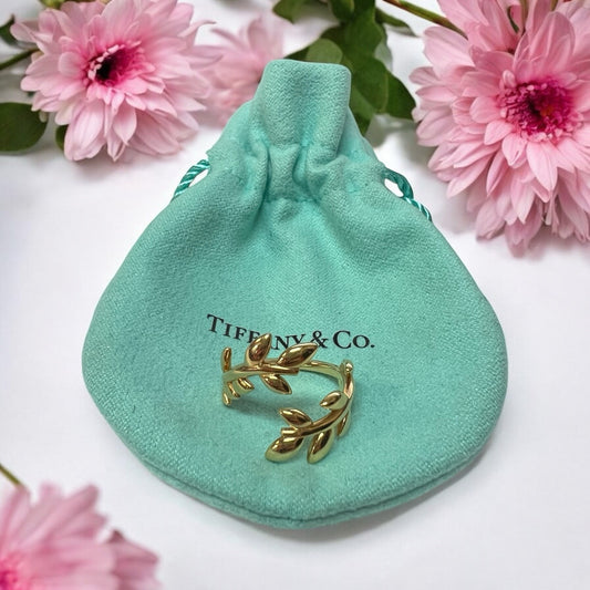 Tiffany & Co. Paloma Picasso 18k Gold Olive Leaf Bypass Ring Sz 6 Retail $1900