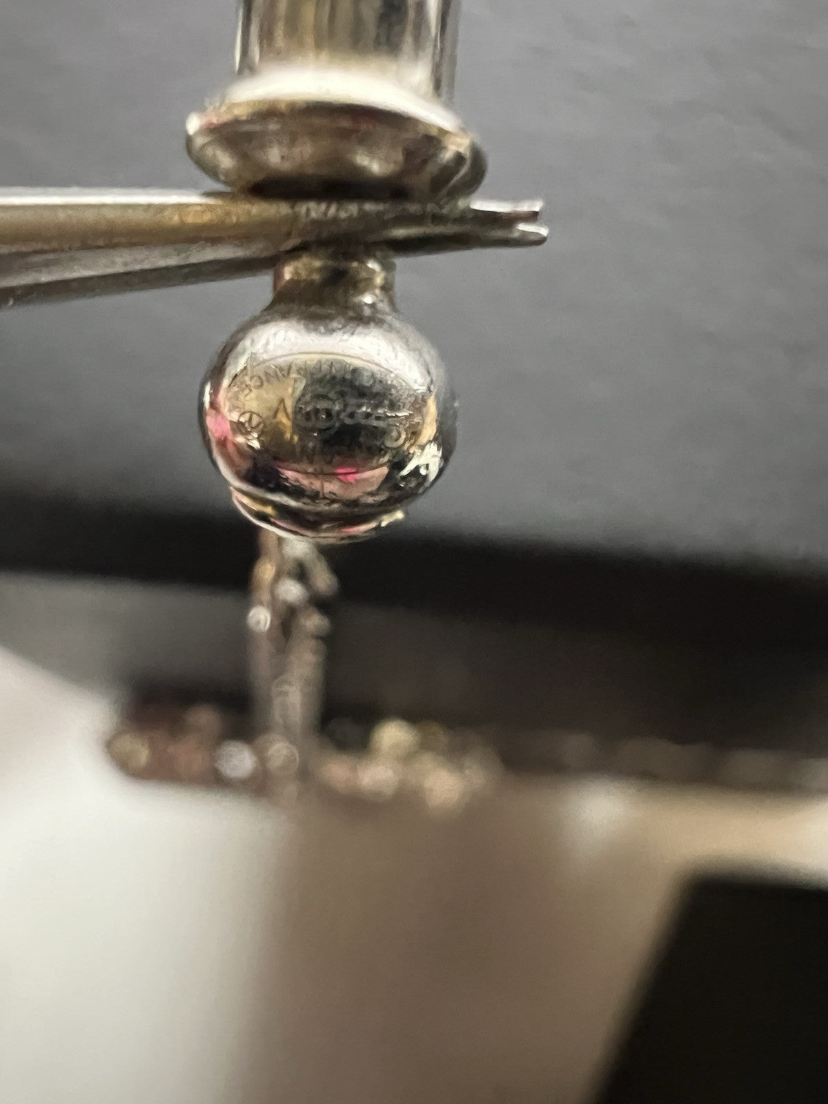 Chanel Silver Toned Crystal Drop Baguette Logo Earrings AUTHENTIC