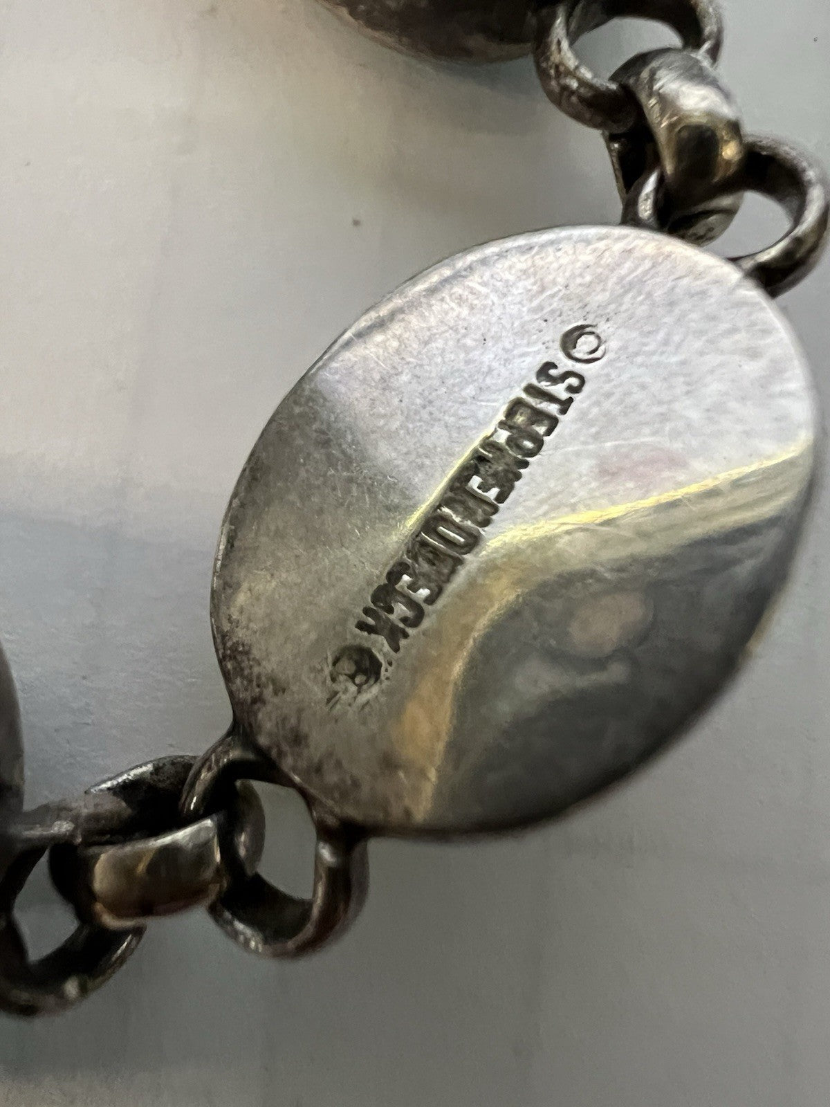 Stephen Dweck Retired Green Turquouse Citrine .925 Sterling Toggle Bracelet 6.5"